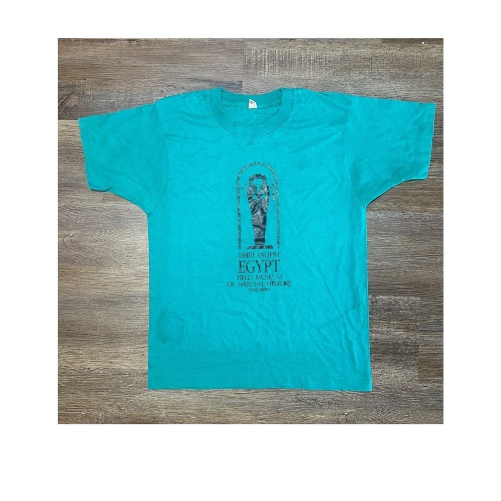 Vintage 70s Screen Stars Inside Ancient Egypt Field Museum T Shirt Teal Medium